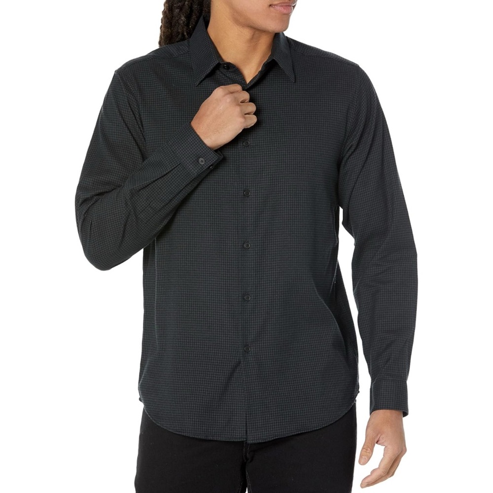 Theory Irving Gingham Overdye Long-Sleeve Button Down Shirt sz XXL, BRAND NEW